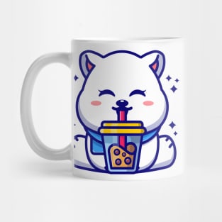 Cute polar bear drinking boba milk tea cartoon Mug